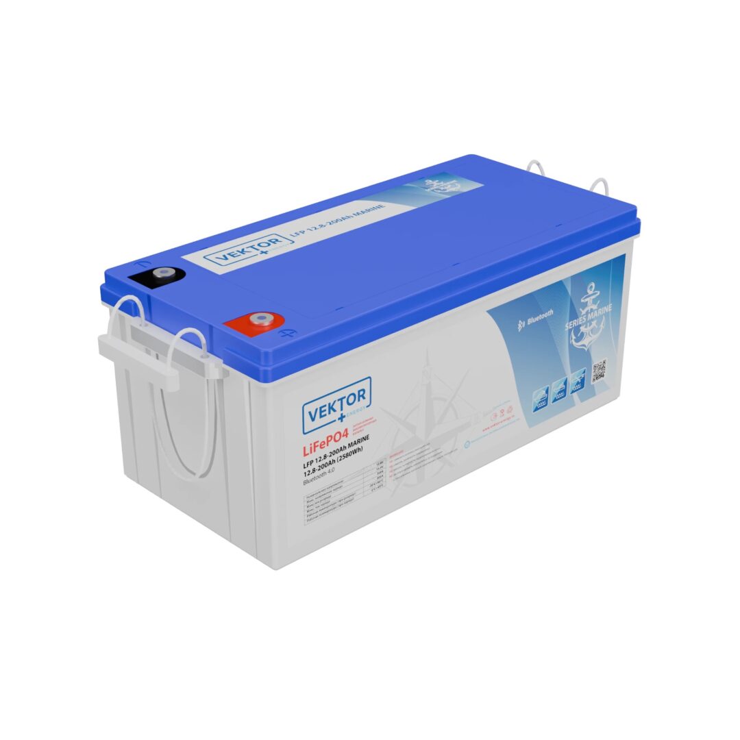 Литиевый аккумулятор Vektor LFP 12,8-200 MARINE Series Smart BMS 100A